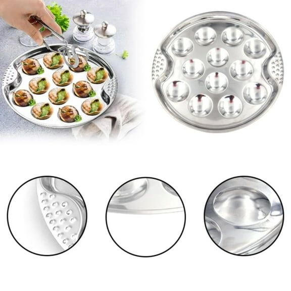ZFSBZBS Stainless Escargot Plates Compartments Kitchen Serving Utensil for Snails and Shellfish Stackable and Easy to Clean