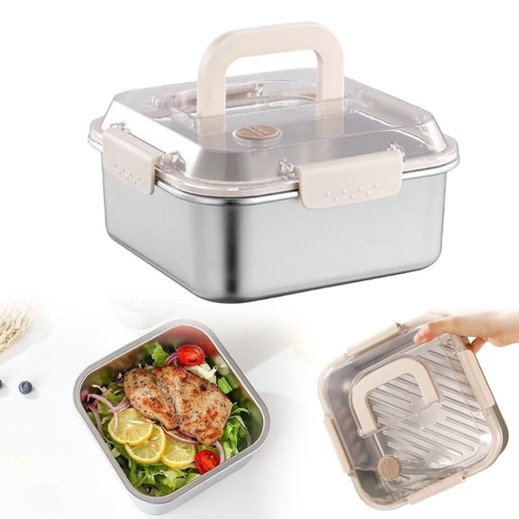 ZFSBZBS Stainless Steel Bread Box with Handle - a Sealed Bread Storage Container Featuring a Sealed Lid and a Handle, Suitable for Time-Recording Storage,6.57x6.57x3.14in
