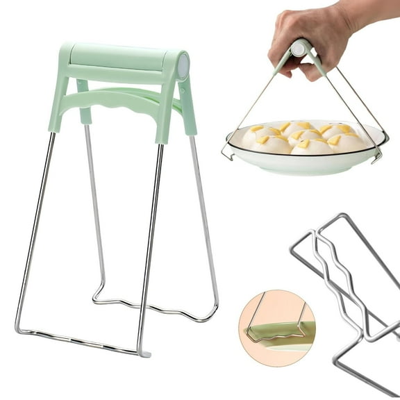 ZFSBZBS Stainless Steel Hot Bowl Clip,Multifunction with Plastic Handle Foldable Bowl Clip Kitchen Tools Cooking Tongs Ideal to Hold Dishes, Bowls, Pans and More,
