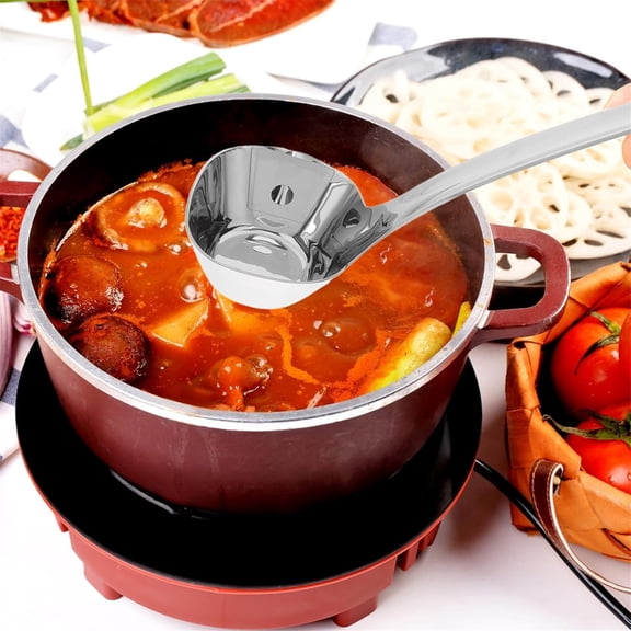 ZFSBZBS Stainless Steel Oil Separator Ladle Kitchen Fat Filter Spoon for Cooking Soup Strainer Grease Separator Removal Tool for Healthy Meals