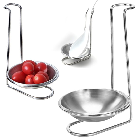 ZFSBZBS Stainless Steel Single Ladle Holder Vertical Spoon Rest Cooking Utensils Stand with a bowl