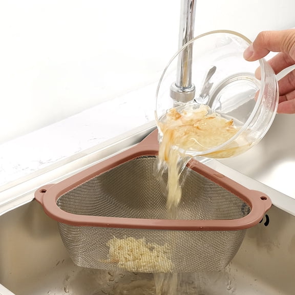 ZFSBZBS Triangle Sink Storage Basket Draining Rack Mesh Colander for Easy Water Drainage Material for Kitchen Organization,Coffee