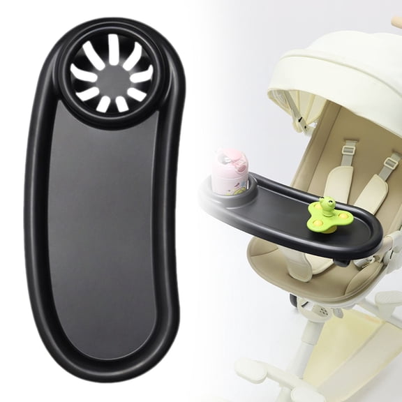 ZFSBZBS Universal Stroller Snack Tray, Black Plastic Stroller Organizer with Snack Tray & Cup Holder