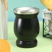 ZFSBZBS Yerba Mate Gourd,Stainless Steel Tea Cup Set with a Multifunctional Lid, Two Straws and Cleaning Brushes, Double Walled Coffee Mug Heat Insulation Anti Scalding,Black