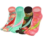 ZFSOCK 4 Pack Women's Novelty Socks Tabi Flip Flop Socks Japanese Kimono Cotton Ankle Socks for Women Female