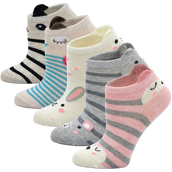 ZFSOCK Kids Girls Ankle Socks Low Cut Cotton Funny Novelty Animal Short Socks 5 Pairs