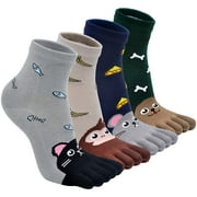 ZFSOCK AMITOFO Kids Toe Socks Cotton Five Finger Socks, Boys Toe Socks Girls Novelty Socks Cute Animal Pattern Socks for Children 3-12 Years, 4 Pairs