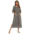 ZFSOCK Long Robes for Women Zip up Bathrobes Ladies Soft Cotton Robe