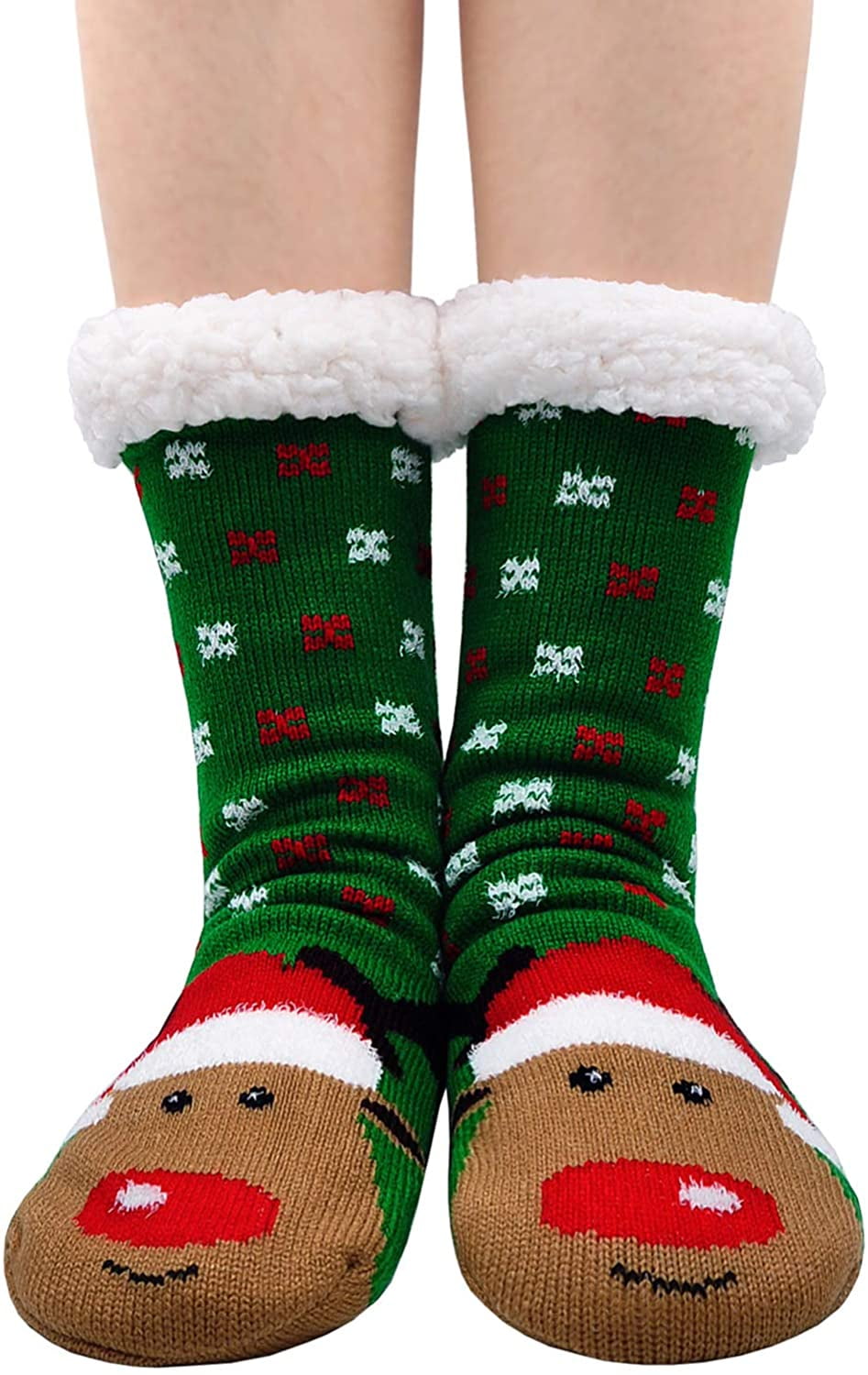 ZFSOCK Slipper Socks for Women Fuzzy Sherpa Winter Cute Cartoon Animal