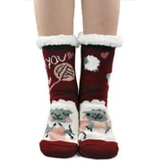 ZFSOCK Slipper Socks for Women Winter Warm Fuzzy Sherpa Socks Non Slip Grips Cartoon Animals Fluffy Floor Socks Womens Girls Xmas Gift