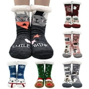 ZFSOCK Womens Fuzzy Warm Sherpa Slipper Socks Cute 3D Cartoon Rabbit Fleece Lined Sleeping Mid Calf Socks For Ladies Girls Winter Christmas Gifts
