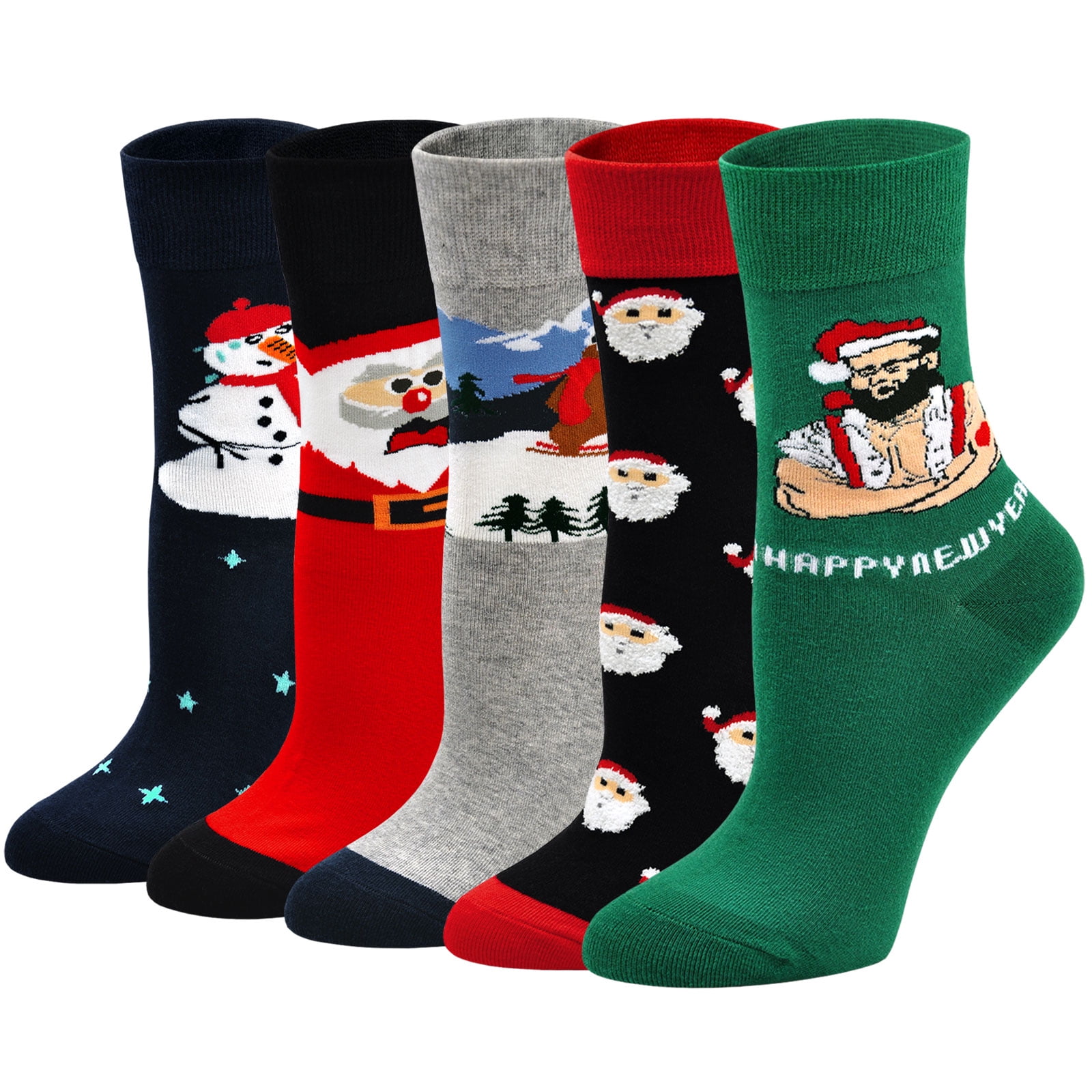 ZFSOCK Women Christmas Socks Cotton Holidays Novelty Ankle Crew Socks