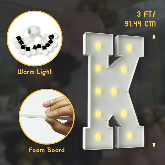 ZFUNBO Marquee Light Up Letters 3FT Mosaic Letters with Light for Baby Shower Graduation Party Decor, Large A-Z for Engagement Wedding Party Decorations