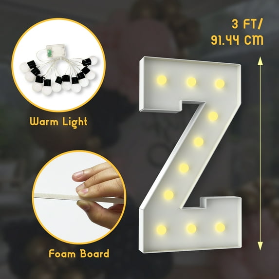 ZFUNBO Marquee Light Up Letters 3FT Mosaic Letters with Light for Baby Shower Graduation Party Decor, Large A-Z for Engagement Wedding Party Decorations