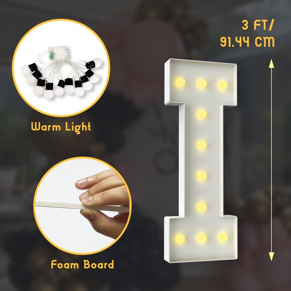 ZFUNBO Marquee Light Up Letters 3FT Mosaic Letters with Light for Baby Shower Graduation Party Decor, Large A-Z for Engagement Wedding Party Decorations