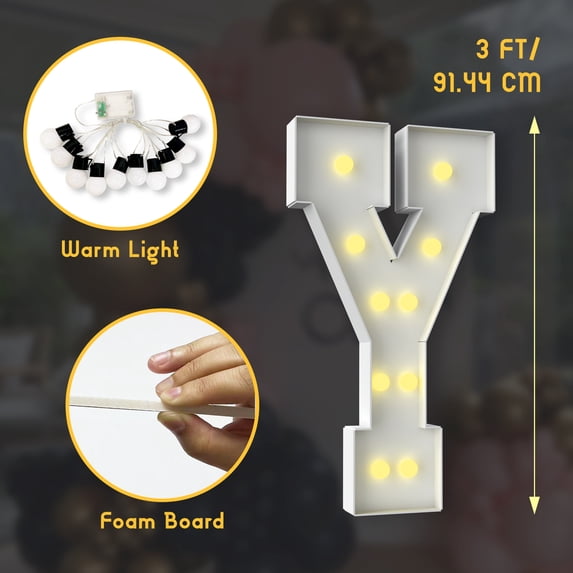 ZFUNBO Marquee Light Up Letters 3FT Mosaic Letters with Light for Baby Shower Graduation Party Decor, Large A-Z for Engagement Wedding Party Decorations