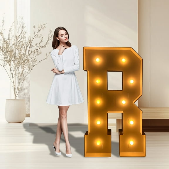 ZFUNBO Marquee Light Up Letters 4FT Mosaic Letters with Light for Baby Shower Graduation Party Decor, Large A-Z for Engagement Wedding Party Decorations