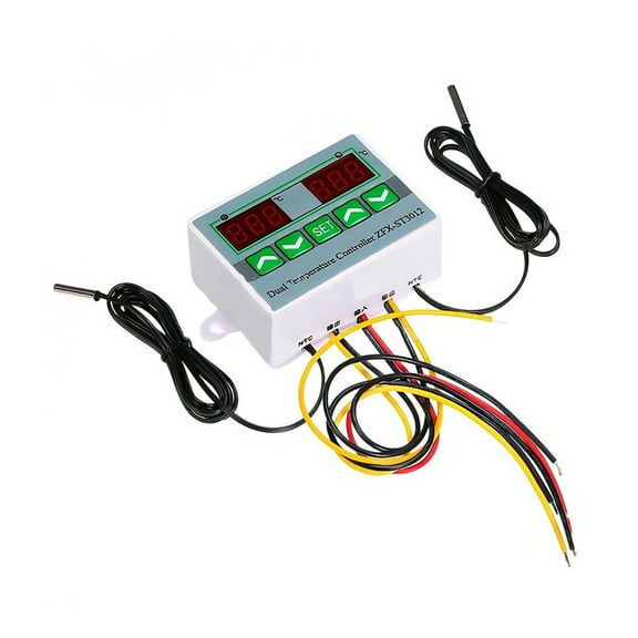ZFX-ST3012 Dual Temperature Controller,Digital Thermostat, Incubator Control Microcomputer Dual Probe DC 12V 24V/AC