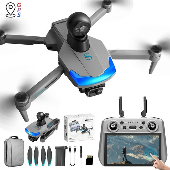 ZFYXGS 2.7K HD GPS Drone With 7.2Inch Touching Sensitive Screen 5G Drones RC Quadcopter With Iaser Obstacle Avoidance 5000 Meter Distance 25 Minute Battery Life