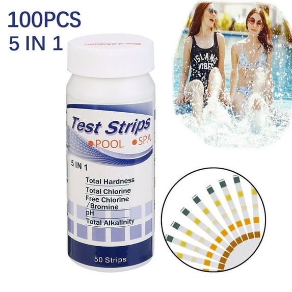 ZFYXGS 5 in1 Pool Spa Water Test Strips Bromine PH Alkalinity Hardness Kit