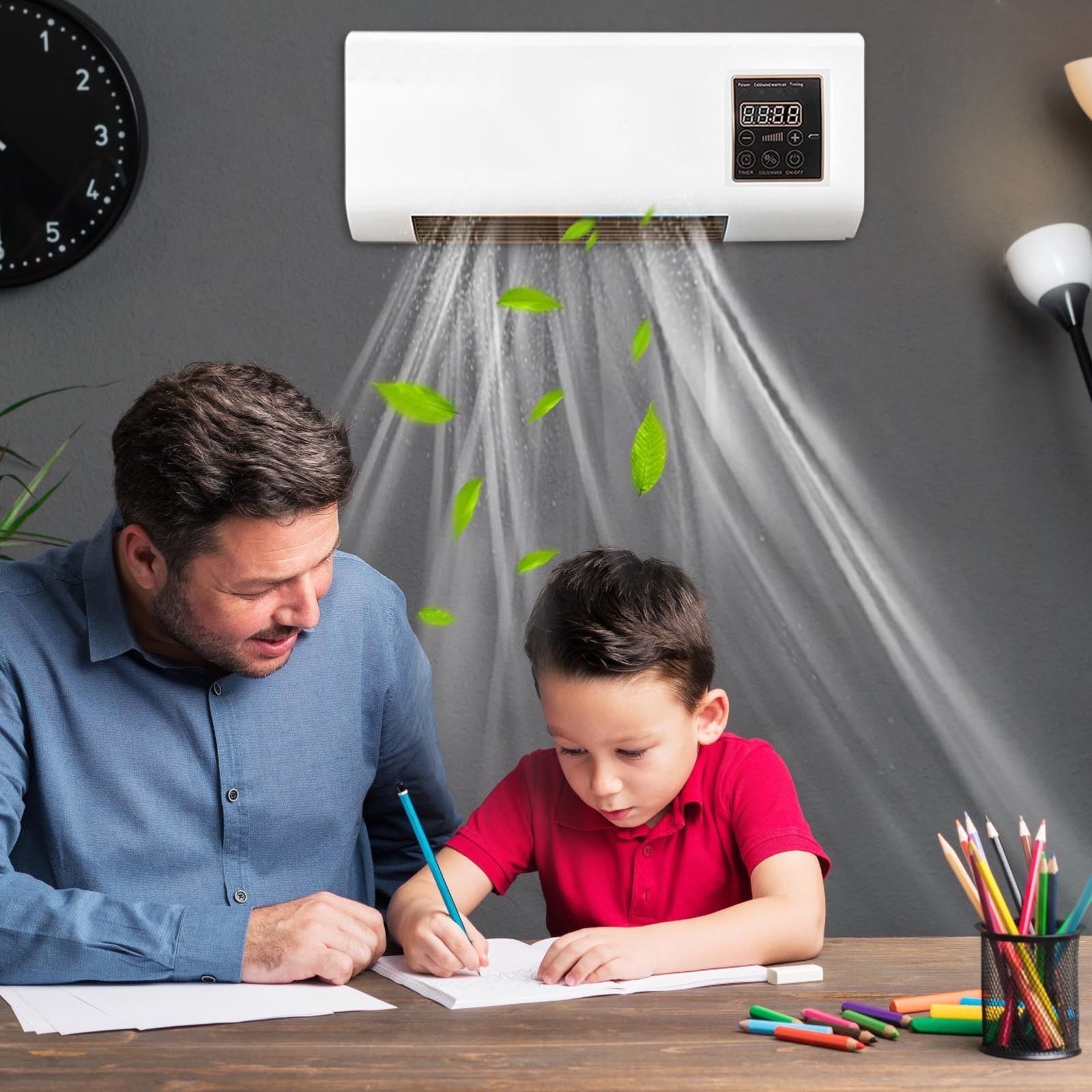 ZFYXGS Air Conditioner, Portable Air Conditioners, Wall Mounted Air Conditioner and Fast Heater with Remote for Home Office Bedroom, Energy-saving, 1500W