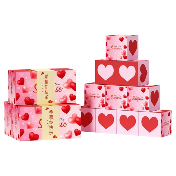 ZFYXGS Birthday Surprise Box Gift Box for Money, Happy Birthday Surprise Gift Box Explosion with Confetti, Exploding Gift Box for Men Women Kids, 12 Bouncing Boxes