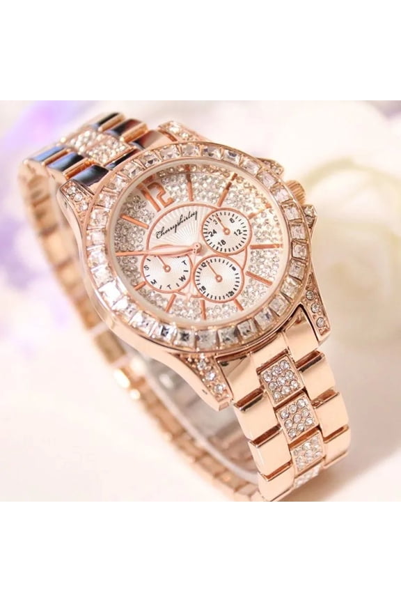 Cherryshirley Women Diamond Watch Quartz Watches Stainless Steel Strap