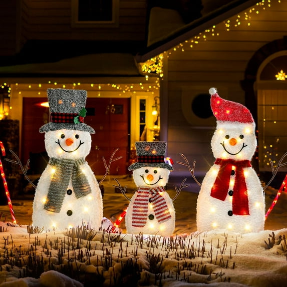 ZFYXGS Christmas Family Outdoor Scene Decoration Illuminated Christmas Snowman Yard Garden Decoration Clearance