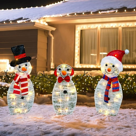 ZFYXGS Christmas Family Outdoor Scene Decoration Illuminated Christmas Snowman Yard Garden Decoration Clearance