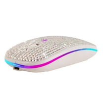 ZFYXGS Dazzling Rechargeable 2.4GHz Thin Wireless Mouse Covered Wwith Crystal