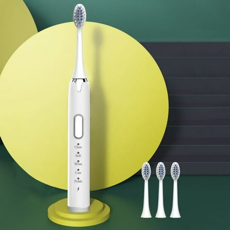 ZFYXGS Electric Toothbrush for Adults, 4 Brush Heads, White, IPX7 Waterpoorf