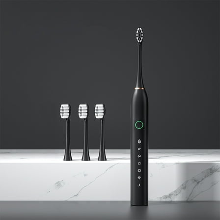 ZFYXGS Electric Toothbrush for Adults, 4 Brush Heads and 6 Modes, Black, IPX7 Waterpoorf