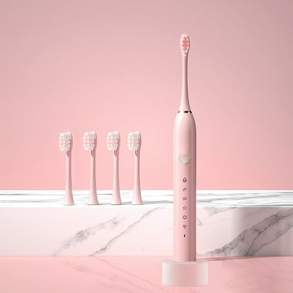 ZFYXGS Electric Toothbrush for Adults, 4 Brush Heads and 6 Modes, Pink