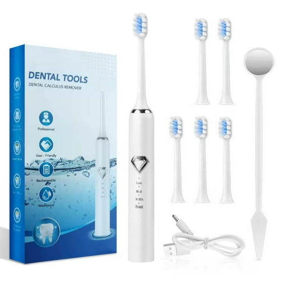 ZFYXGS Electric Toothbrush for Adults, 5 Brush Heads, White Ultrasonic Electric Toothbrush