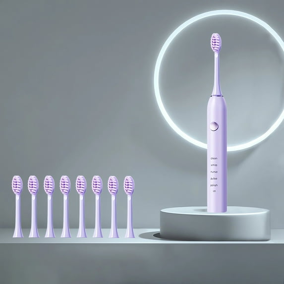 ZFYXGS Electric Toothbrush for Adults, 8 Brush Heads, Purple