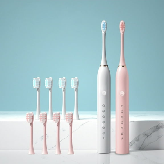 ZFYXGS Electric Toothbrush for Adults, 8 Brush Heads and 6 Modes, Pink
