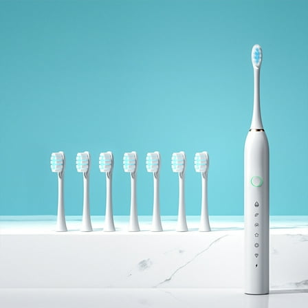 ZFYXGS Electric Toothbrush for Adults, 8 Brush Heads and 6 Modes, White, IPX7 Waterpoorf