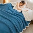 thumbnail image 1 of ZFYXGS Extra Thick Flannel Fleece Blanket With Double Layer - Ideal Office Nap Cover Warm Cozy Blanket For Bed Or Couch 78x70 inches Blue, 1 of 6