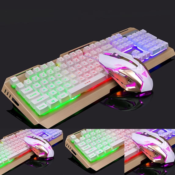 ZFYXGS Gaming Keyboard Mechanical Keyboard and Mouse V1 104 Key USB Wired RGB LED Backl
