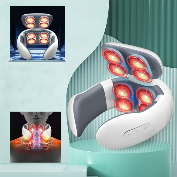 ZFYXGS Neck Massager for Pain Relief Deep Tissue, Electric Portable Massager with Heat, Portable Neck Massager with 15 Modes 8 Massage Heads Gift for Women Men