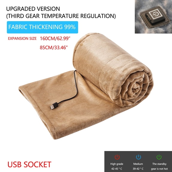 ZFYXGS Portable USB Heated Blanket Throw Washable 5V Yellow for Bed Car Couch on Clearance