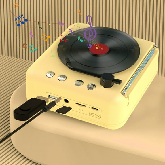 ZFYXGS Record Player Wireless Bluetooth Sound Retro Creatives Mini Portable Card Insert Small Speaker Subwoofer Gift