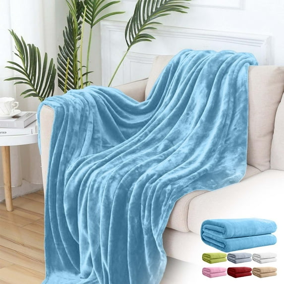 ZFYXGS Solid Color Flannel Blanket Summer Conditioning Blanket Office Nap Blanket Single-layer Double-sided Flannel Blanket All Season Thin Blanket Blue