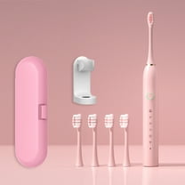 ZFYXGS Travel Electric Toothbrush for Adults with Case, 4 Brush Heads and 6 Modes, Pink