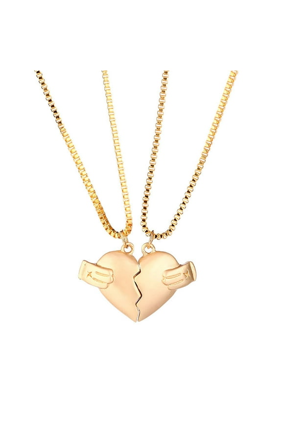 Two Souls Heart Pendant Necklaces For Couple Wishing Stone Creative Magnet Couples Necklace