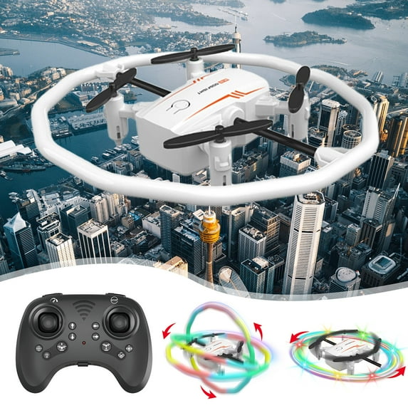 ZFYXGS UFO Remote Control Aircraft Four Rotation Dazzling Lights Fixed Height Rotation Stunt Education Remote Control Aircraft Drone Model Gift Remote Control Aircraft