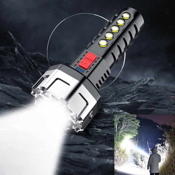ZFYXGS USB Strong Light Charging Flashlight Side Light COB Built-in Battery Display LED Outdoor Household Flashlight