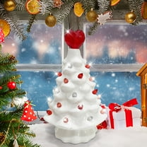 ZFYXGS Valentine's Day Decoration Valentine's Day White Ceramic Tree With Lights Men And Women Valentine's Day Heart Shaped Tree Figurine Home Table Decoratio