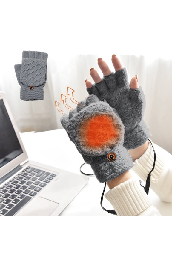Winter Gloves for Men and Women, USB Gloves Electric Heating Plush Gloves Removable And Washable Adjustable Hand Warmer Computer Charging Treasure