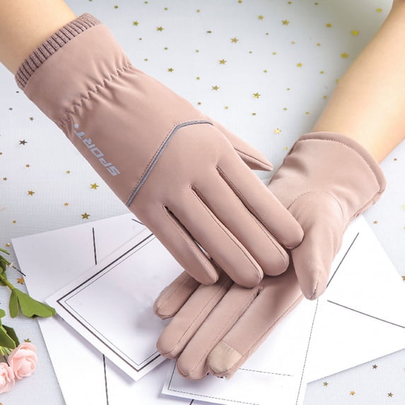 ZFYXGS Winter Gloves for Women, Winter Ladies Warm Gloves Diving Cloth Plus Velvet Thickening Outdoor Sports Cycling Gloves